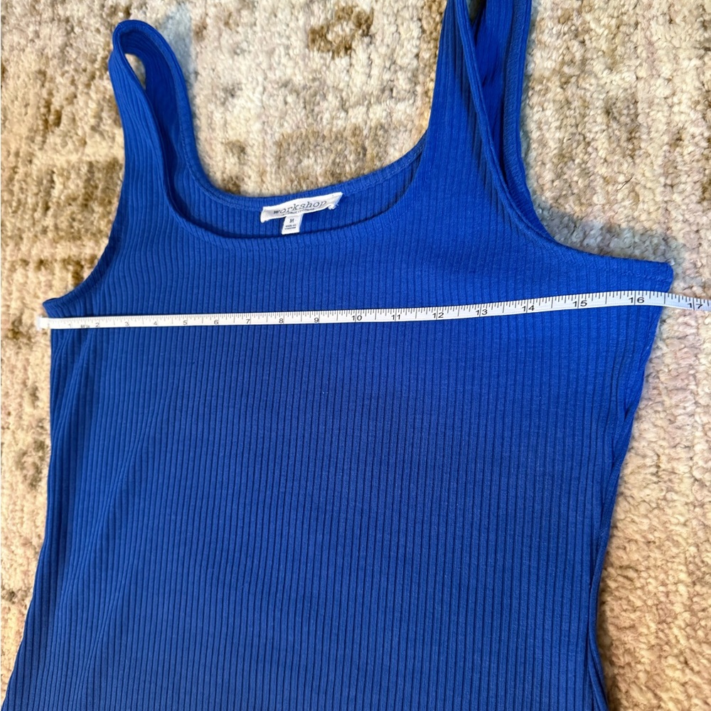 Blue Ribbed Tank Top - Picture 3 of 6